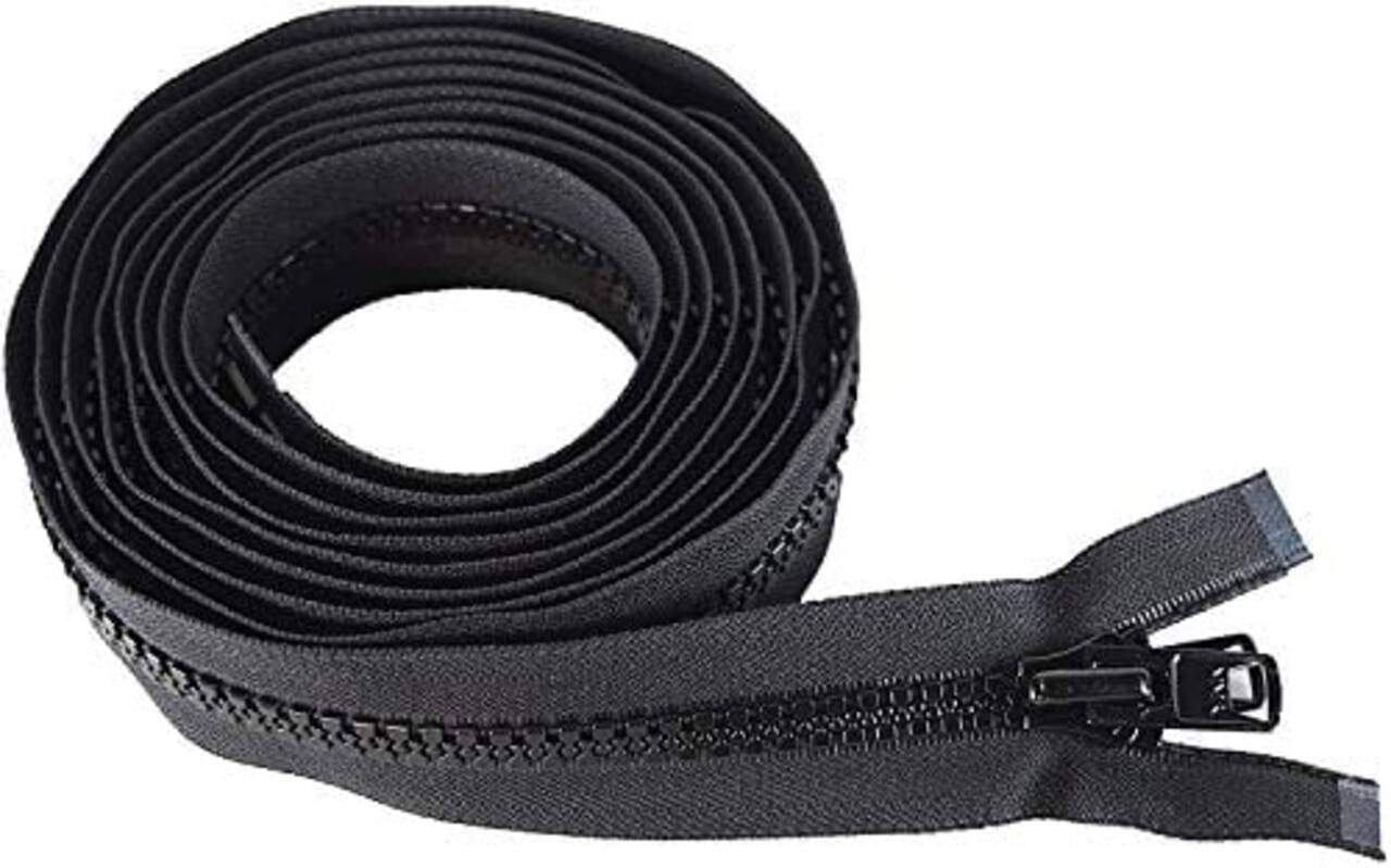 #10 Reversible Heavy Duty Molded Vislon Zipper with 2 Heads - Choose Your Length 150"–250" Inches - Color Black - 1 Zipper Per Pack - Made in The United States (218" Inches)